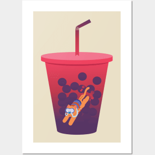 Diving for Milk Tea Pearls (Berry Flavor) Posters and Art